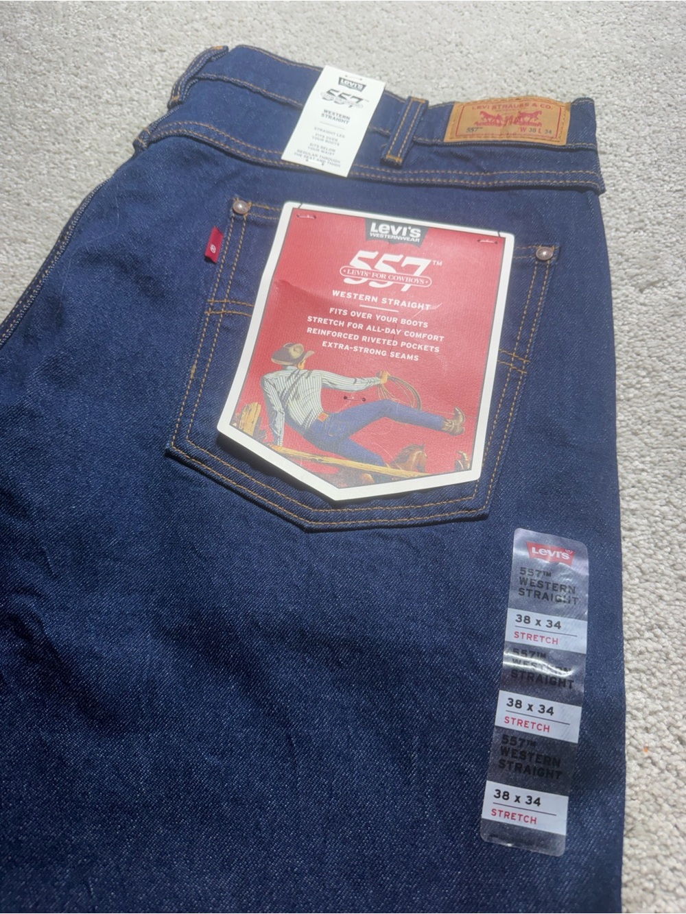 Levi’s 527 western straight dark wash jeans sz 38/34 new